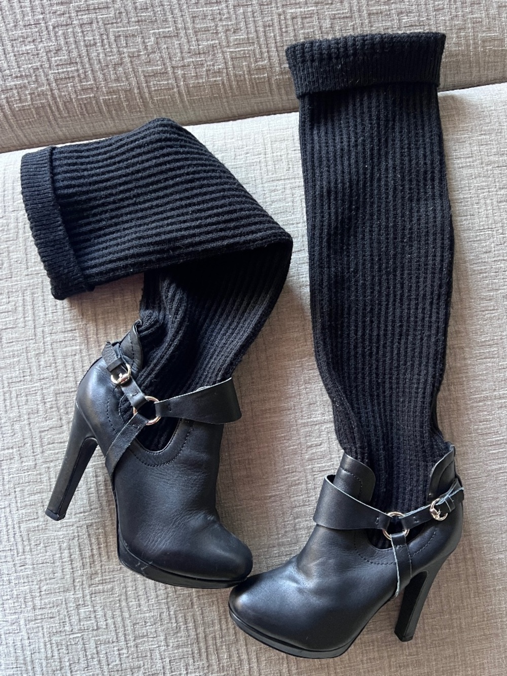 Beautiful Leather and knit boots